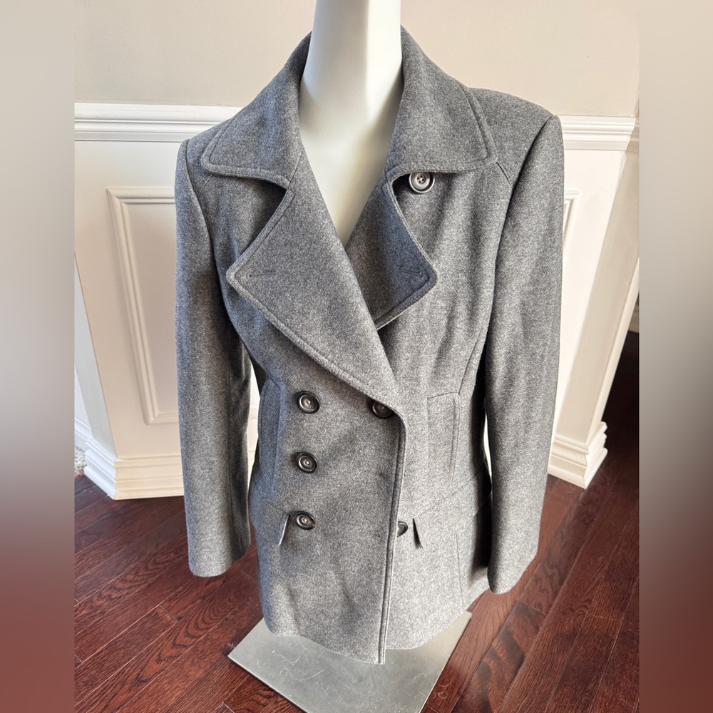 EUC 🎉 Banana Republic Gray Wool Womens Pea Coat